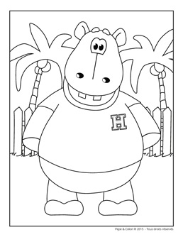 Coloriage Colori, Henri L’hippopotame, Pepe